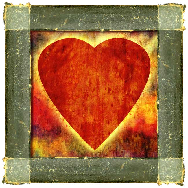 red heart in frame, art heals